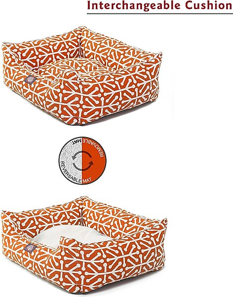 Show full view: Majestic Pet Contemp Lounge Aruba Bolster Dog Bed with Removable Cover, Orange, Small slide 5 of 6