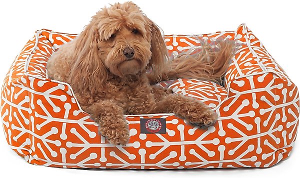 Show full view: Majestic Pet Contemp Lounge Aruba Bolster Dog Bed with Removable Cover, Orange, Small slide 2 of 6
