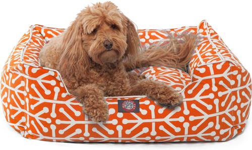 Show full view: Majestic Pet Contemp Lounge Aruba Bolster Dog Bed with Removable Cover, Orange, Small slide 2 of 6