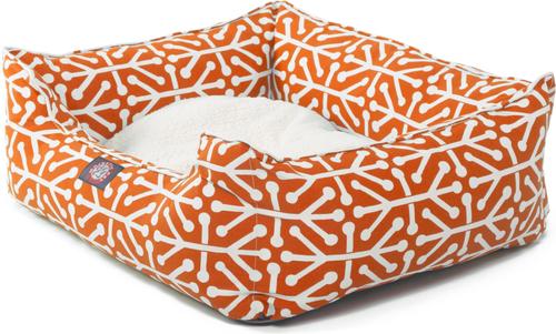 Show full view: Majestic Pet Contemp Lounge Aruba Bolster Dog Bed with Removable Cover, Orange, Small slide 3 of 6