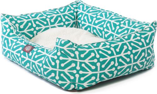 Show full view: Majestic Pet Contemp Lounge Aruba Bolster Dog Bed with Removable Cover, Pacific/Teal, Small slide 3 of 6