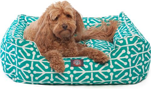 Show full view: Majestic Pet Contemp Lounge Aruba Bolster Dog Bed with Removable Cover, Pacific/Teal, Small slide 2 of 6