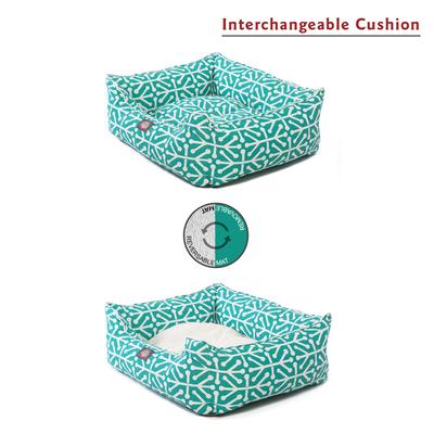 Show full view: Majestic Pet Contemp Lounge Aruba Bolster Dog Bed with Removable Cover, Pacific/Teal, Small slide 5 of 6