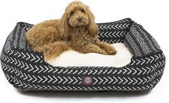 Majestic Pet Contemp Lounge Boho Arrow Bolster Dog Bed with Removable Cover, Black with White Arrows, Small
