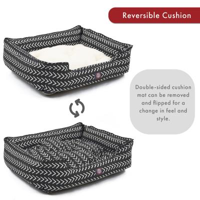 Show full view: Majestic Pet Contemp Lounge Boho Arrow Bolster Dog Bed with Removable Cover, Black with White Arrows, Small slide 6 of 7