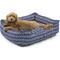 Show in main carousel: Majestic Pet Contemp Lounge Boho Arrow Bolster Dog Bed with Removable Cover, Blue with White Arrows, Small slide 2 of 6