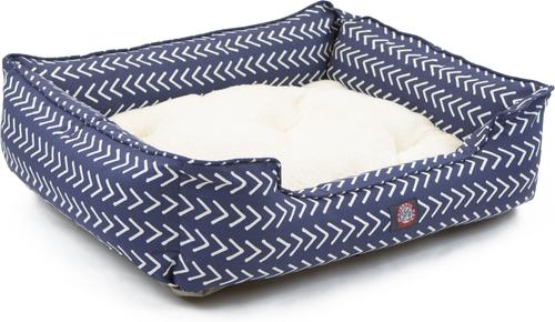 Show full view: Majestic Pet Contemp Lounge Boho Arrow Bolster Dog Bed with Removable Cover, Blue with White Arrows, Small slide 3 of 6