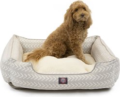 Majestic Pet Contemp Lounge Boho Arrow Bolster Dog Bed with Removable Cover, Grey with White Arrows, Small