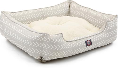 Show full view: Majestic Pet Contemp Lounge Boho Arrow Bolster Dog Bed with Removable Cover, Grey with White Arrows, Small slide 3 of 6