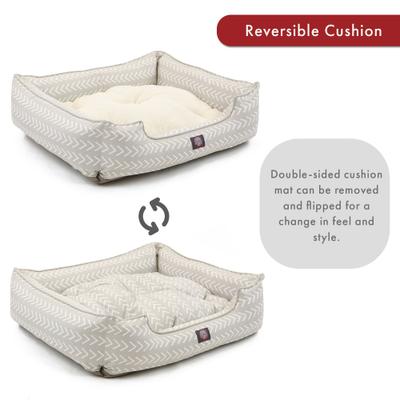 Show full view: Majestic Pet Contemp Lounge Boho Arrow Bolster Dog Bed with Removable Cover, Grey with White Arrows, Small slide 5 of 6