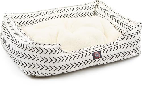 Show full view: Majestic Pet Contemp Lounge Boho Arrow Bolster Dog Bed with Removable Cover, White with Black Arrows, Small slide 4 of 7