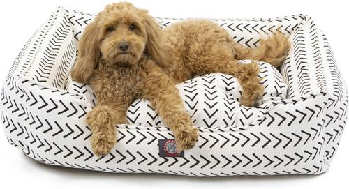 Show full view: Majestic Pet Contemp Lounge Boho Arrow Bolster Dog Bed with Removable Cover, White with Black Arrows, Small slide 3 of 7