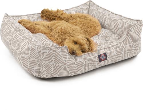 Show full view: Majestic Pet Contemp Lounge Charlie Bolster Dog Bed with Removable Cover, Metallic Beige, Small slide 3 of 7