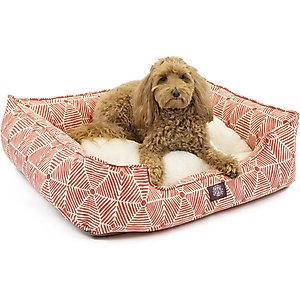 Majestic Pet Contemp Lounge Charlie Bolster Dog Bed with Removable Cover, Salmon, Small