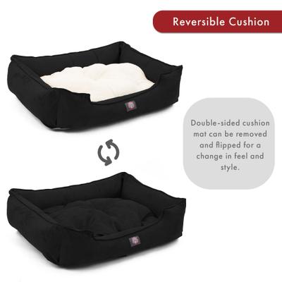 Show full view: Majestic Pet Contemp Lounge Faux Suede Bolster Dog Bed with Removable Cover, Black, Small slide 6 of 7