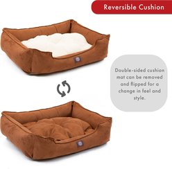 Majestic Pet Contemp Lounge Faux Suede Bolster Dog Bed with Removable Cover, Rust, Small slide 2 of 6
