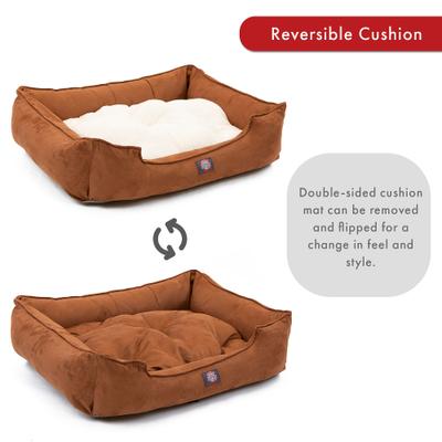 Show full view: Majestic Pet Contemp Lounge Faux Suede Bolster Dog Bed with Removable Cover, Rust, Small slide 5 of 6