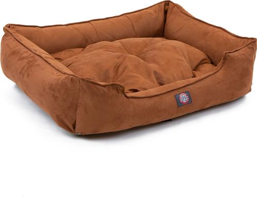 Show full view: Majestic Pet Contemp Lounge Faux Suede Bolster Dog Bed with Removable Cover, Rust, Small slide 4 of 6
