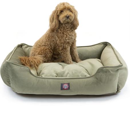 Show full view: Majestic Pet Contemp Lounge Faux Suede Bolster Dog Bed with Removable Cover, Sage, Small slide 2 of 6