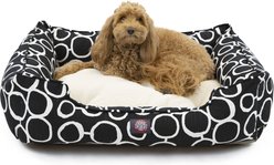 Majestic Pet Contemp Lounge Fusion Bolster Dog Bed with Removable Cover, Black, Small