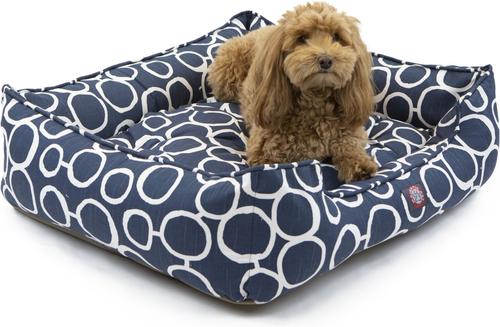 Show full view: Majestic Pet Contemp Lounge Fusion Bolster Dog Bed with Removable Cover, Navy Blue, Small slide 2 of 6