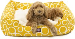 Majestic Pet Contemp Lounge Fusion Bolster Dog Bed with Removable Cover, Yellow, Small