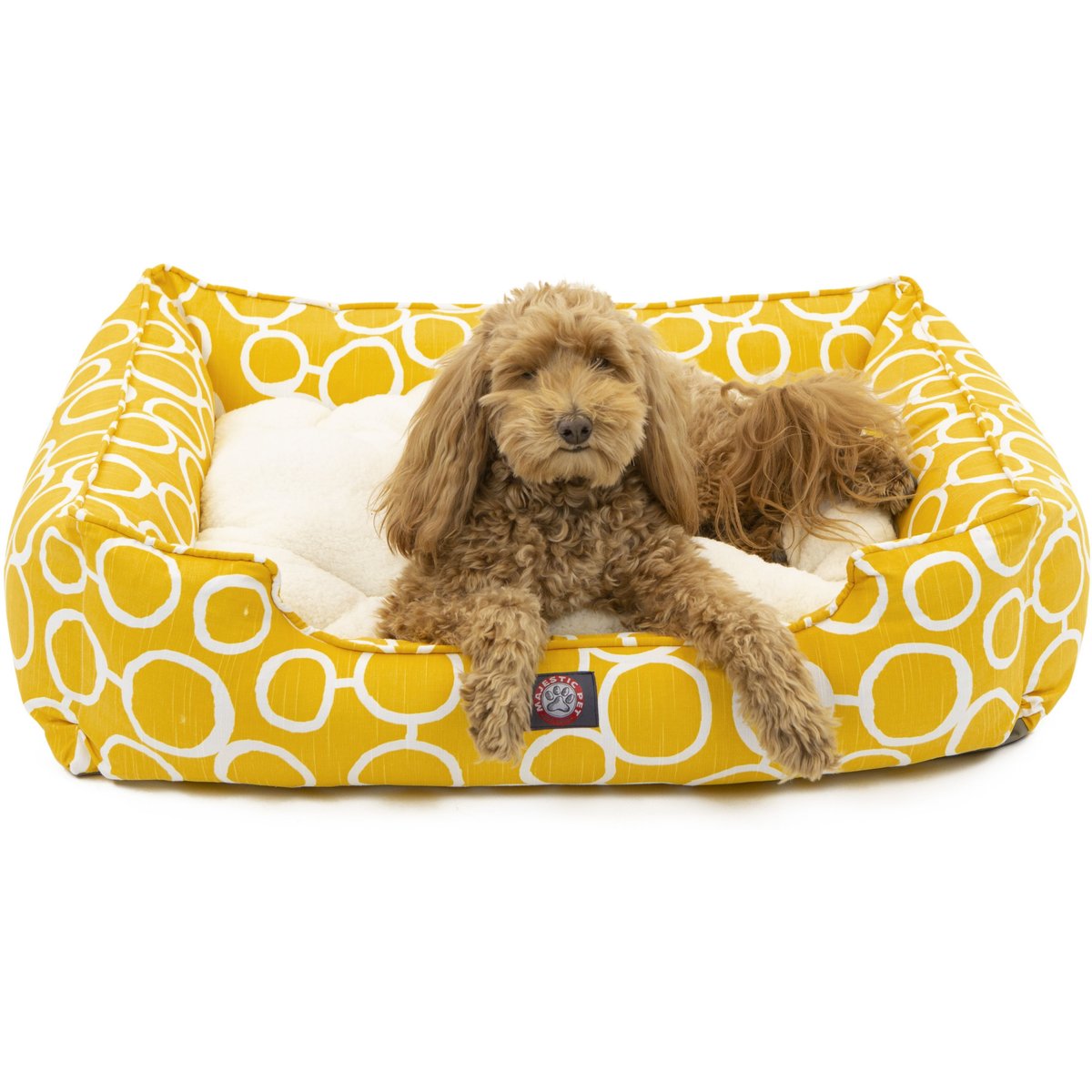 Majestic Pet Contemp Lounge Fusion Bolster Dog Bed with Removable Cover, Yellow, Small