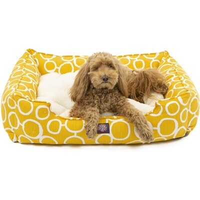 Majestic Pet Majestic Pet Contemp Lounge Fusion Bolster Dog Bed with Removable Cover, Yellow, Small