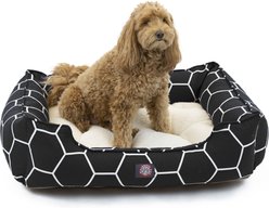 Majestic Pet Contemp Lounge Hexo Shapes Bolster Dog Bed with Removable Cover, Black, Small