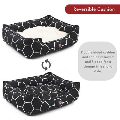 Show full view: Majestic Pet Contemp Lounge Hexo Shapes Bolster Dog Bed with Removable Cover, Black, Small slide 5 of 6