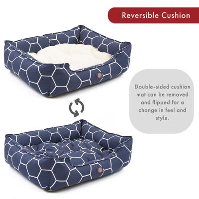 Show full view: Majestic Pet Contemp Lounge Hexo Shapes Bolster Dog Bed with Removable Cover, Blue, Small slide 5 of 6