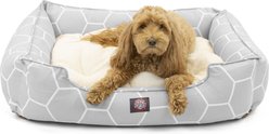 Majestic Pet Contemp Lounge Hexo Shapes Bolster Dog Bed with Removable Cover, Grey, Small