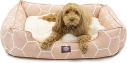 Majestic Pet Contemp Lounge Hexo Shapes Bolster Dog Bed with Removable Cover, Pink, Small