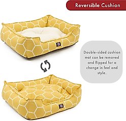 Majestic Pet Contemp Lounge Hexo Shapes Bolster Dog Bed with Removable Cover, Yellow, Small slide 2 of 6