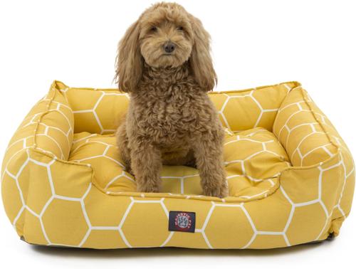 Show full view: Majestic Pet Contemp Lounge Hexo Shapes Bolster Dog Bed with Removable Cover, Yellow, Small slide 3 of 7