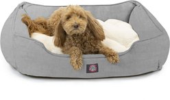 Majestic Pet Contemp Lounge Jackson Heathered Bolster Dog Bed with Removable Cover, Gray, Small
