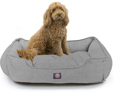 Show full view: Majestic Pet Contemp Lounge Jackson Heathered Bolster Dog Bed with Removable Cover, Gray, Small slide 2 of 6
