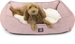 Majestic Pet Contemp Lounge Jackson Heathered Bolster Dog Bed with Removable Cover, Pink, Small