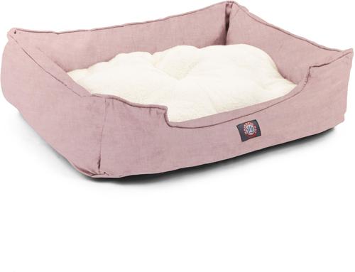 Show full view: Majestic Pet Contemp Lounge Jackson Heathered Bolster Dog Bed with Removable Cover, Pink, Small slide 3 of 6