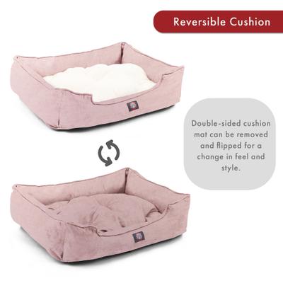 Show full view: Majestic Pet Contemp Lounge Jackson Heathered Bolster Dog Bed with Removable Cover, Pink, Small slide 5 of 6