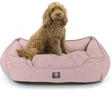 Show full view: Majestic Pet Contemp Lounge Jackson Heathered Bolster Dog Bed with Removable Cover, Pink, Small slide 2 of 6