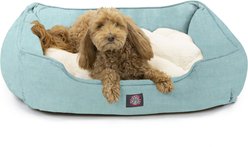 Majestic Pet Contemp Lounge Jackson Heathered Bolster Dog Bed with Removable Cover, Teal, Small