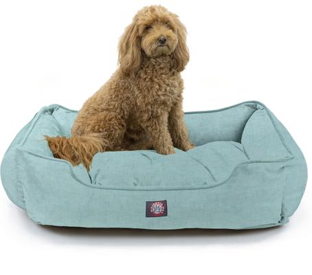 Show full view: Majestic Pet Contemp Lounge Jackson Heathered Bolster Dog Bed with Removable Cover, Teal, Small slide 3 of 7