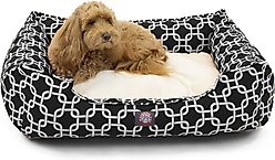 Majestic Pet Contemp Lounge Links Bolster Dog Bed with Removable Cover, Black, Small