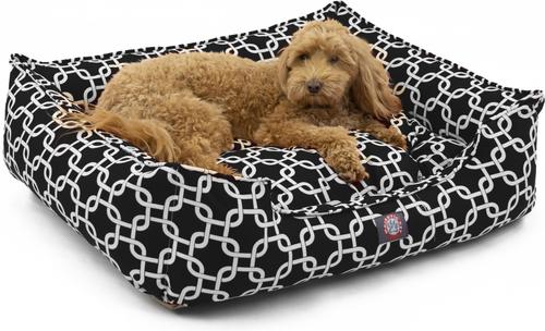 Show full view: Majestic Pet Contemp Lounge Links Bolster Dog Bed with Removable Cover, Black, Small slide 2 of 6