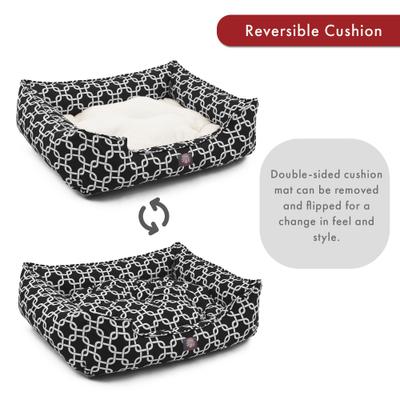 Show full view: Majestic Pet Contemp Lounge Links Bolster Dog Bed with Removable Cover, Black, Small slide 5 of 6