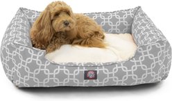 Majestic Pet Contemp Lounge Links Bolster Dog Bed with Removable Cover, Gray, Small