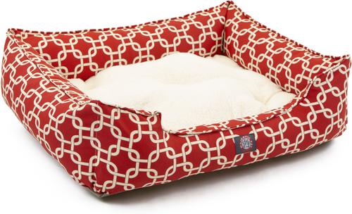 Show full view: Majestic Pet Contemp Lounge Links Bolster Dog Bed with Removable Cover, Red, Small slide 3 of 6