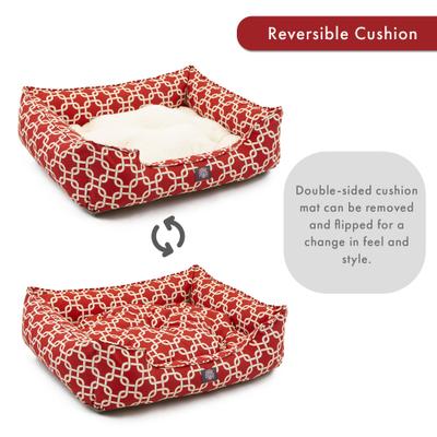 Show full view: Majestic Pet Contemp Lounge Links Bolster Dog Bed with Removable Cover, Red, Small slide 5 of 6