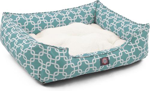 Show full view: Majestic Pet Contemp Lounge Links Bolster Dog Bed with Removable Cover, Teal, Small slide 3 of 6